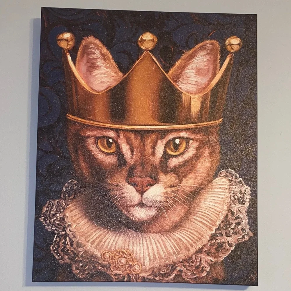 Regal Cat Portrait with Gold Crown